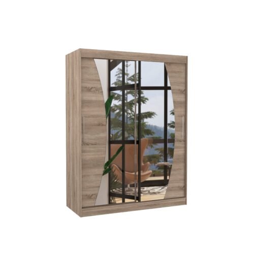 Sliding wardrobe with mirror MODESTO 150 Truffle ADRK