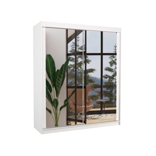 Sliding wardrobe with mirror MORGAN 180 white ADRK