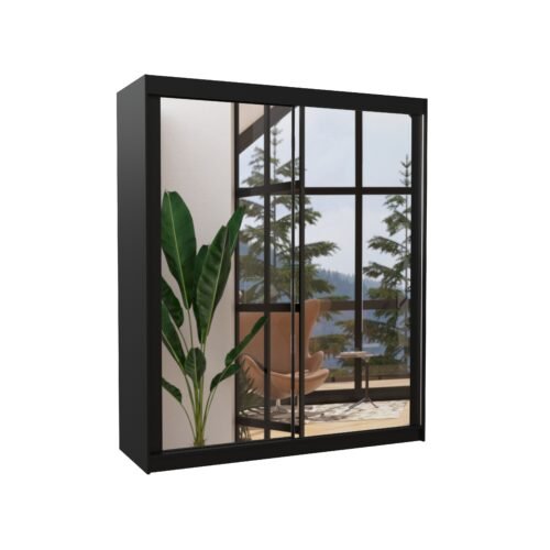 Sliding wardrobe with mirror MORGAN 180 black ADRK
