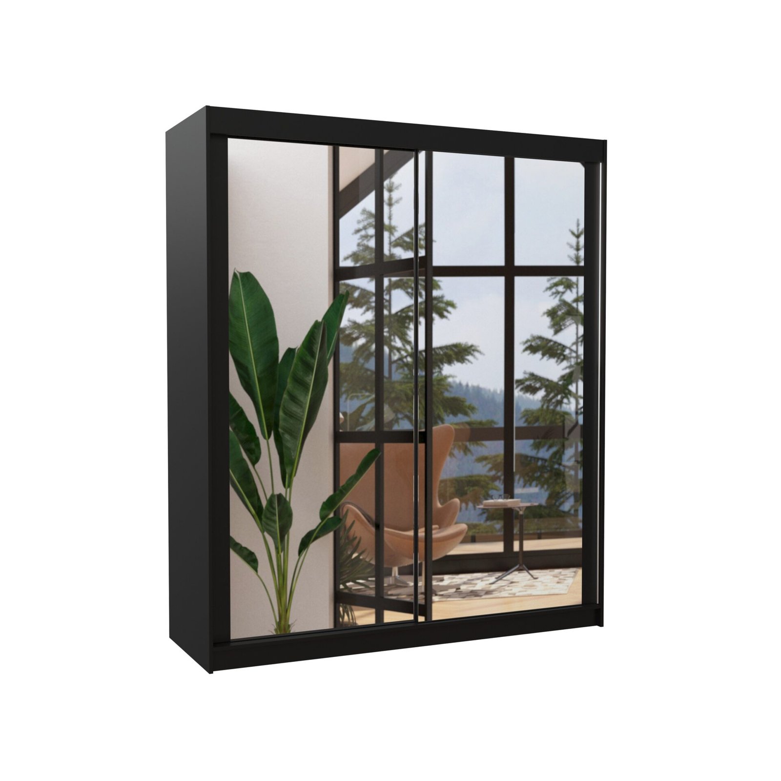 Sliding wardrobe with mirror MORGAN 180 black ADRK