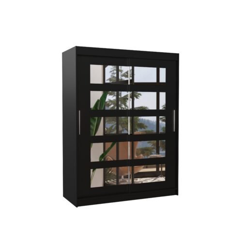 Sliding wardrobe with mirror MURANI 150 black ADRK