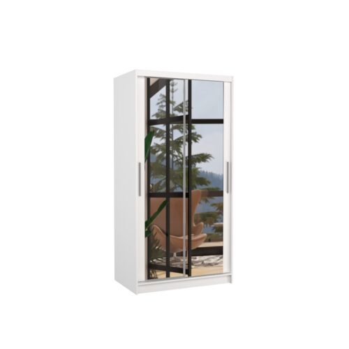 Sliding wardrobe with mirror NEVIO 100 white ADRK