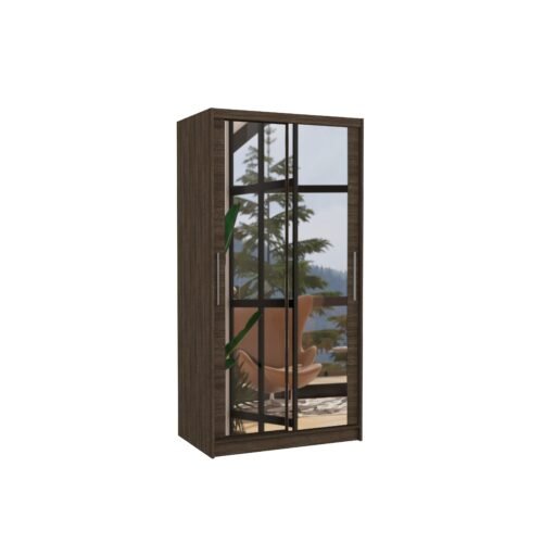 Sliding wardrobe with mirror NEVIO 100 chocolate color ADRK