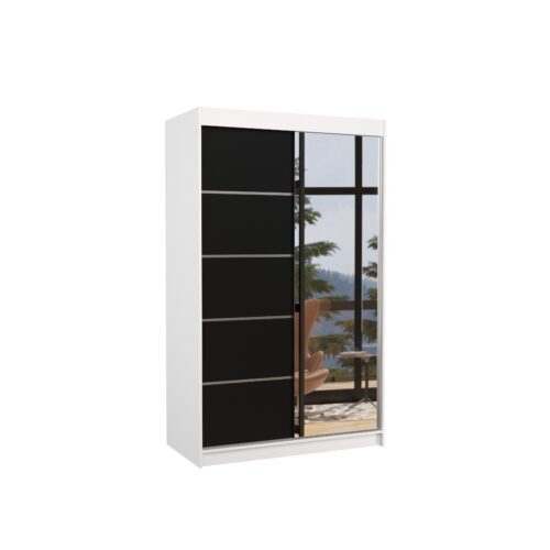 Sliding wardrobe with mirror NICEA 120 white/black ADRK