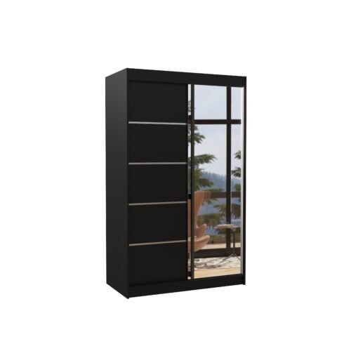 Sliding wardrobe with mirror NICEA 120 black ADRK