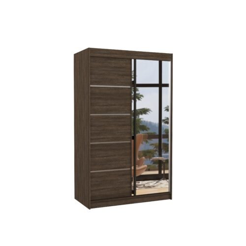 Sliding wardrobe with mirror NICEA 120 chocolate color ADRK
