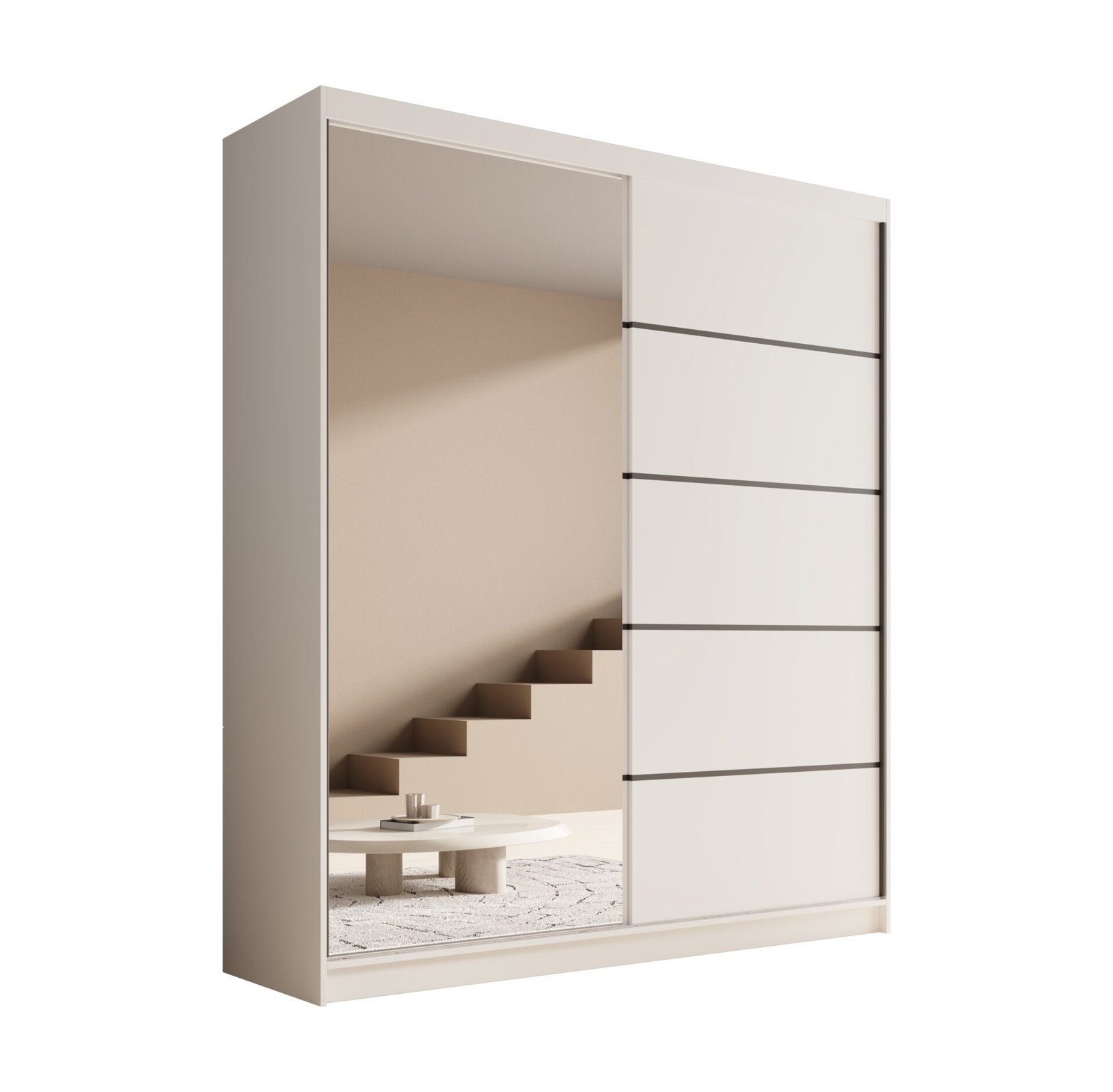 Nico 180 white ADRK sliding wardrobe with mirror