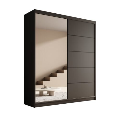 Sliding wardrobe with mirror Nico 180 black ADRK