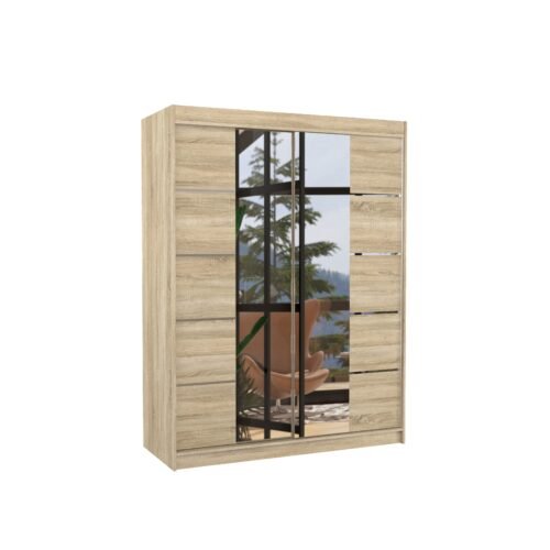 Sliding wardrobe with mirror NORDIC 150 Sonoma ADRK