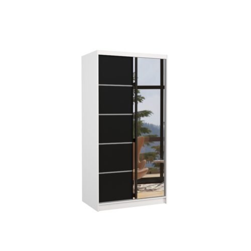 Sliding wardrobe with mirror ORLANDO 100 white/black ADRK