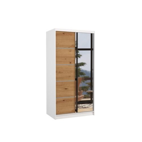 ORLANDO 100 Sliding wardrobe with mirror, white/artisanal, ADRK