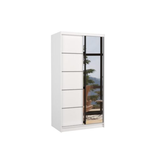 Sliding wardrobe with mirror ORLANDO 100 white ADRK