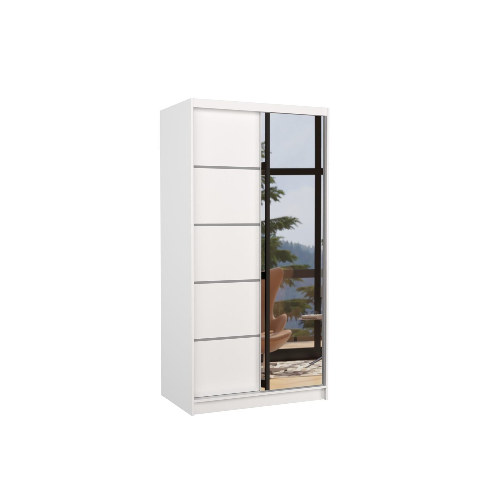 Sliding wardrobe with mirror ORLANDO 100 white ADRK