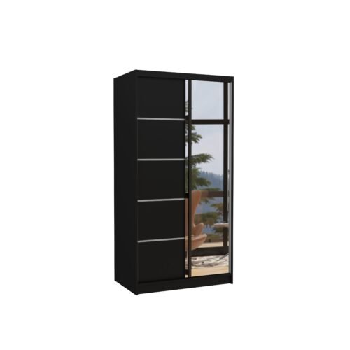 Sliding wardrobe with mirror ORLANDO 100 black ADRK