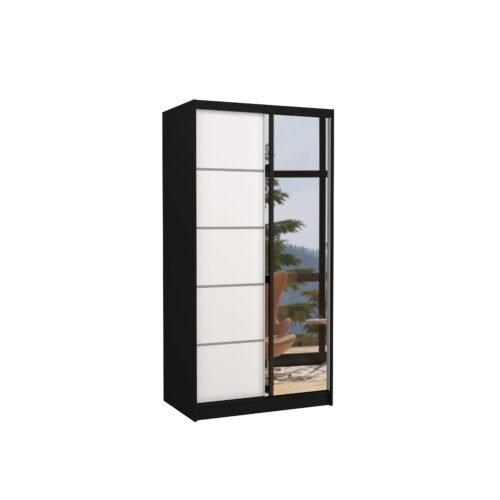 Sliding wardrobe with mirror ORLANDO 100 black/white ADRK