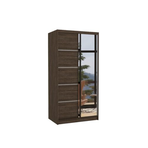 Sliding wardrobe with mirror ORLANDO 100 chocolate color ADRK