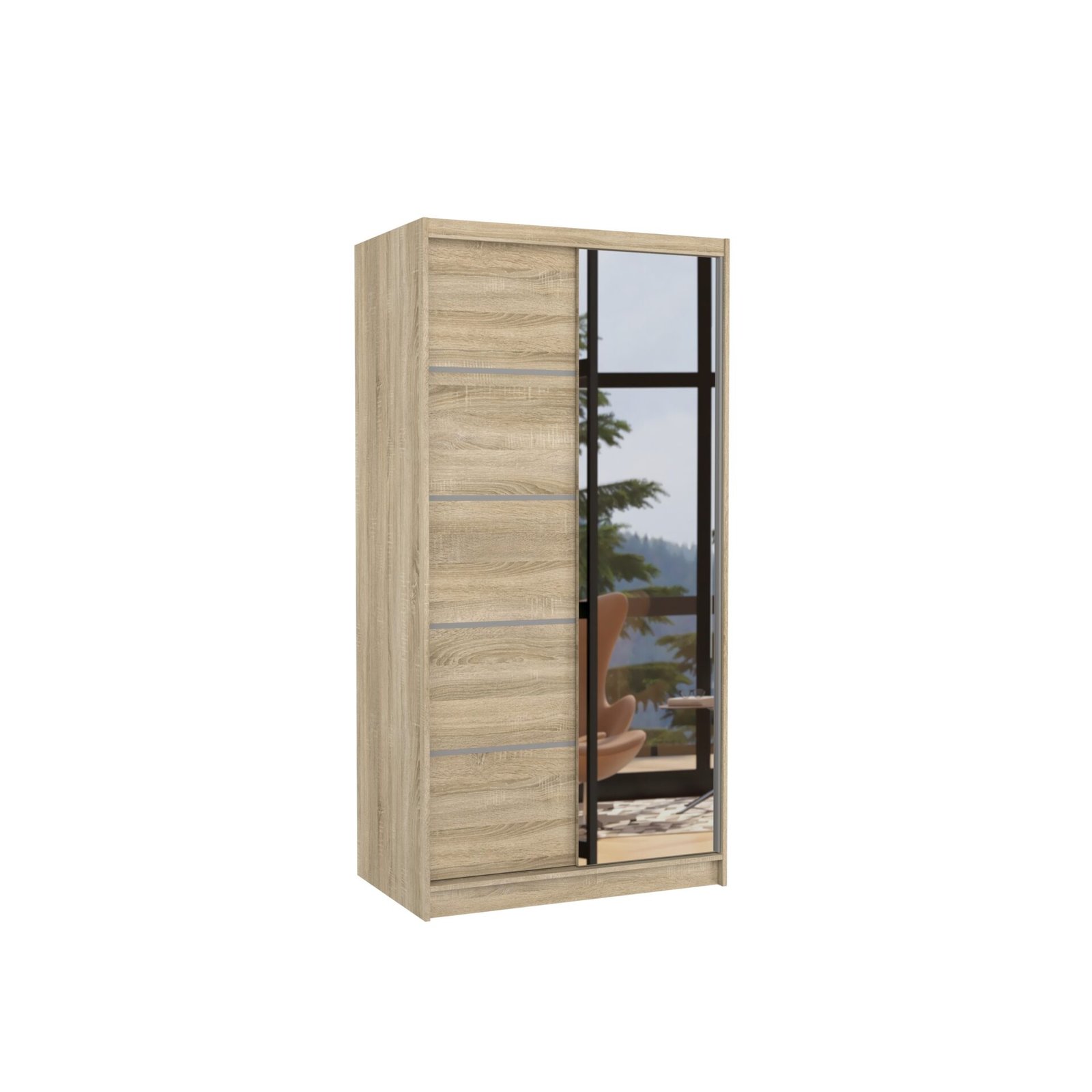 Sliding wardrobe with mirror ORLANDO 100 Sonoma ADRK
