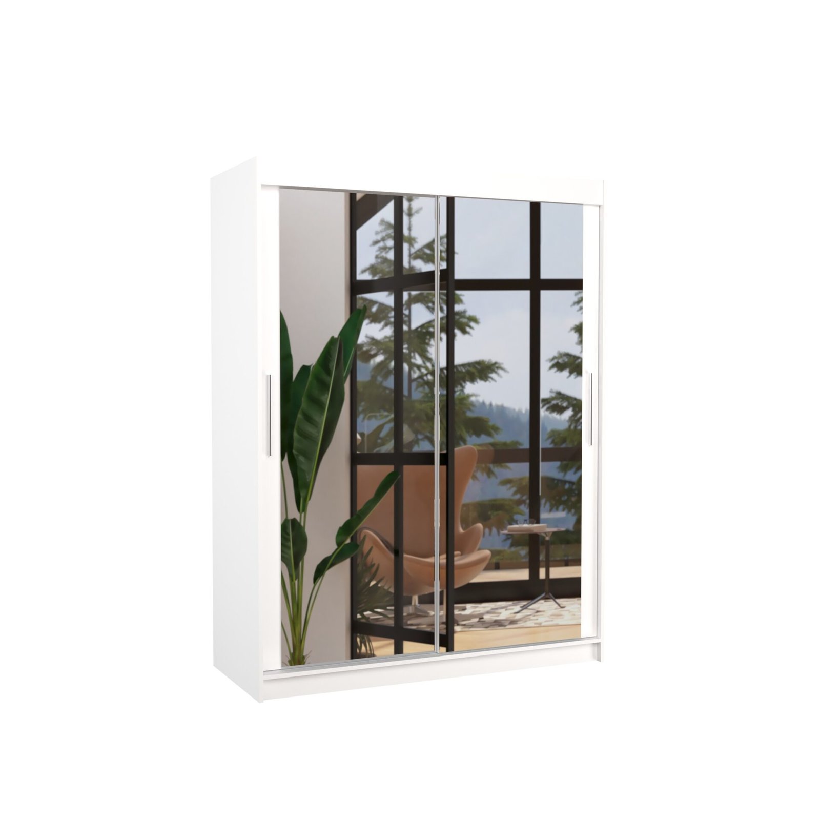 Sliding wardrobe with mirror PERMO 150 white ADRK