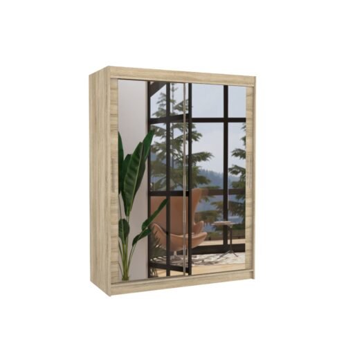 Sliding wardrobe with mirror PERMO 150 Sonoma ADRK