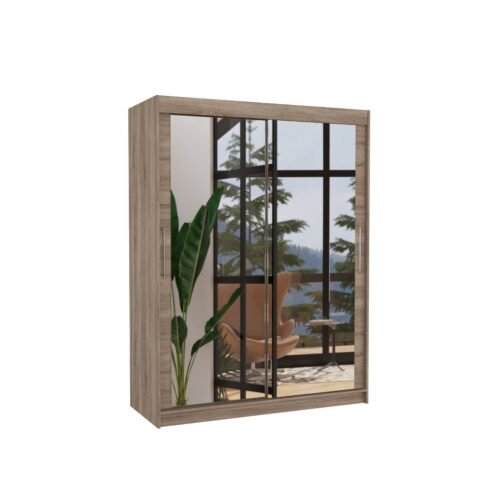 Sliding wardrobe with mirror PERMO 150 Truffle ADRK
