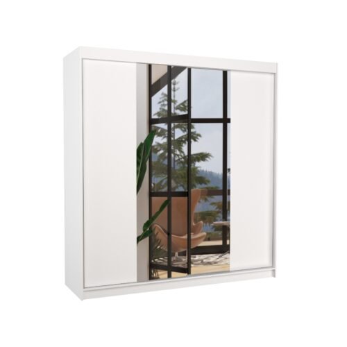 Sliding wardrobe with mirror PERQS 200 white ADRK