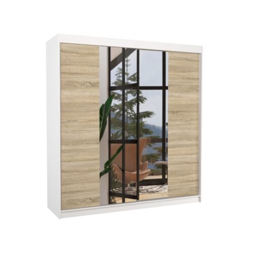 Sliding wardrobe with mirror PERQS 200 white/Sonoma ADRK