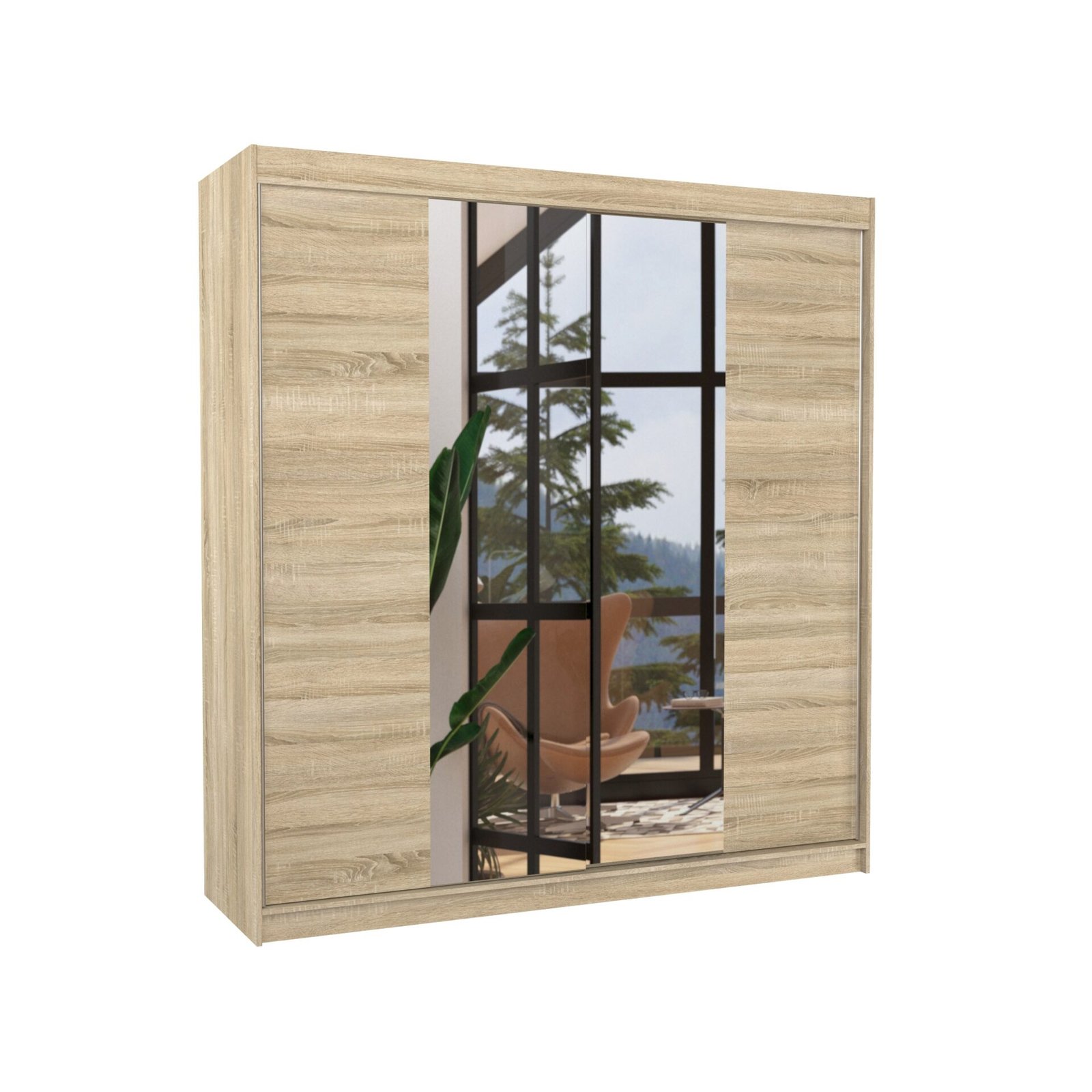 Sliding wardrobe with mirror PERQS 200 Sonoma ADRK