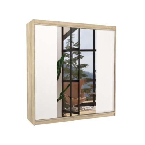 Sliding wardrobe with mirror PERQS 200 Sonoma/White ADRK