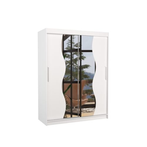 Sliding wardrobe with mirror RENZO 150 white ADRK