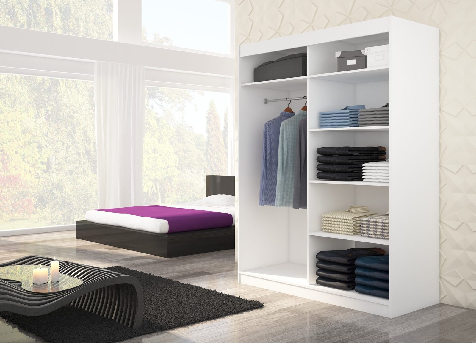 Sliding wardrobe with mirror RENZO 150 chocolate color ADRK - Image 4