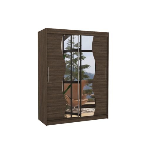 Sliding wardrobe with mirror RENZO 150 chocolate color ADRK