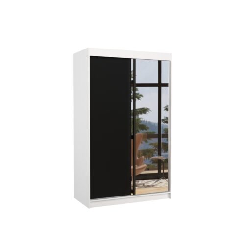 Sliding wardrobe with mirror REWENA 120 white/black ADRK