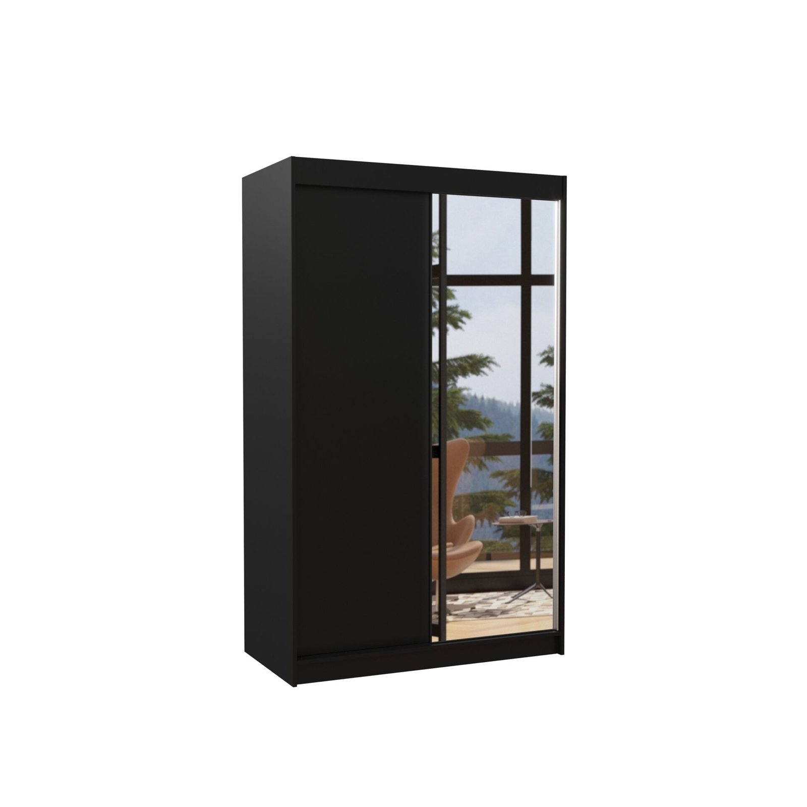 Sliding wardrobe with mirror REWENA 120 black ADRK