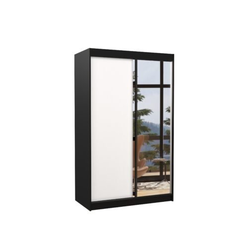 Sliding wardrobe with mirror REWENA 120 black/white ADRK