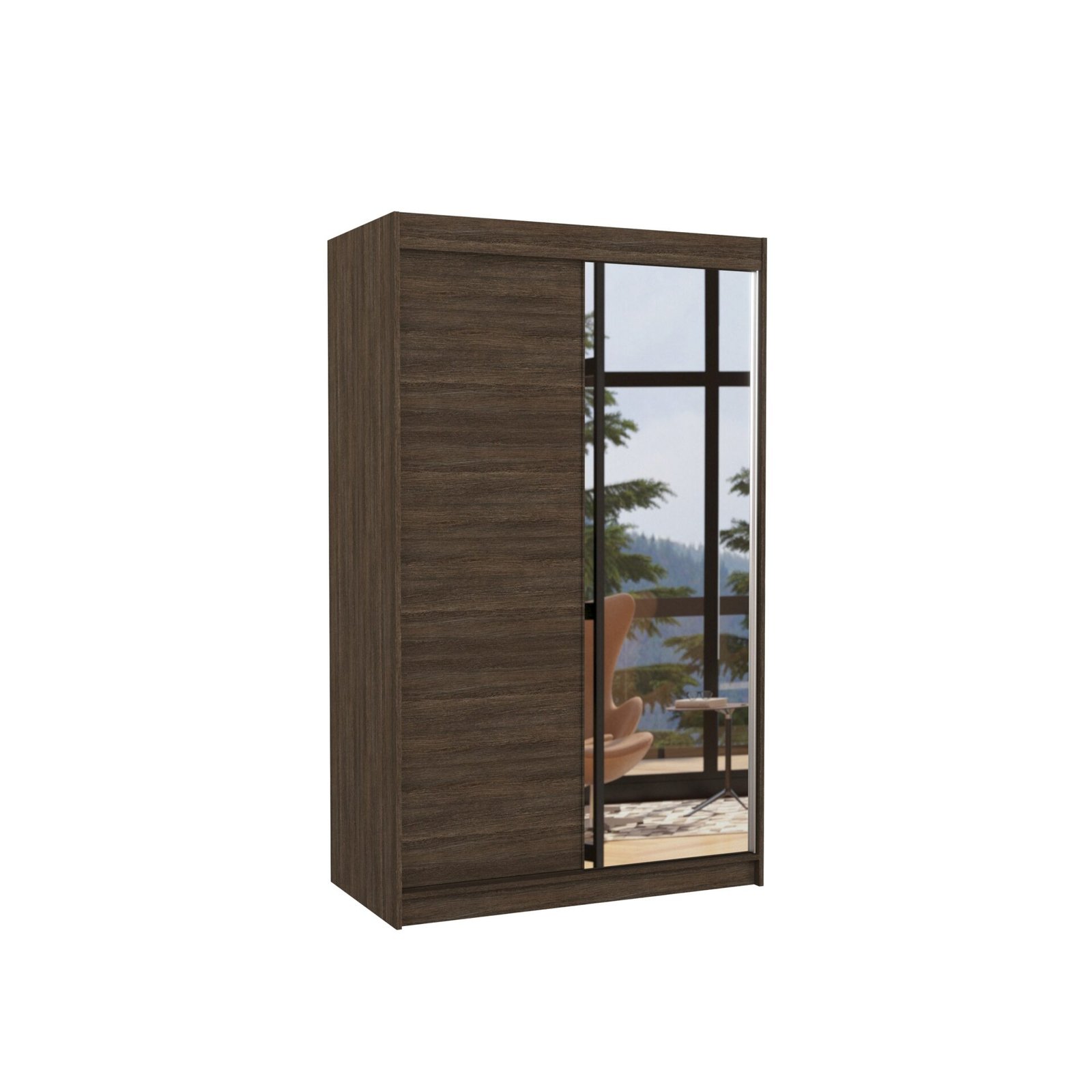 Sliding wardrobe with mirror REWENA 120 chocolate color ADRK