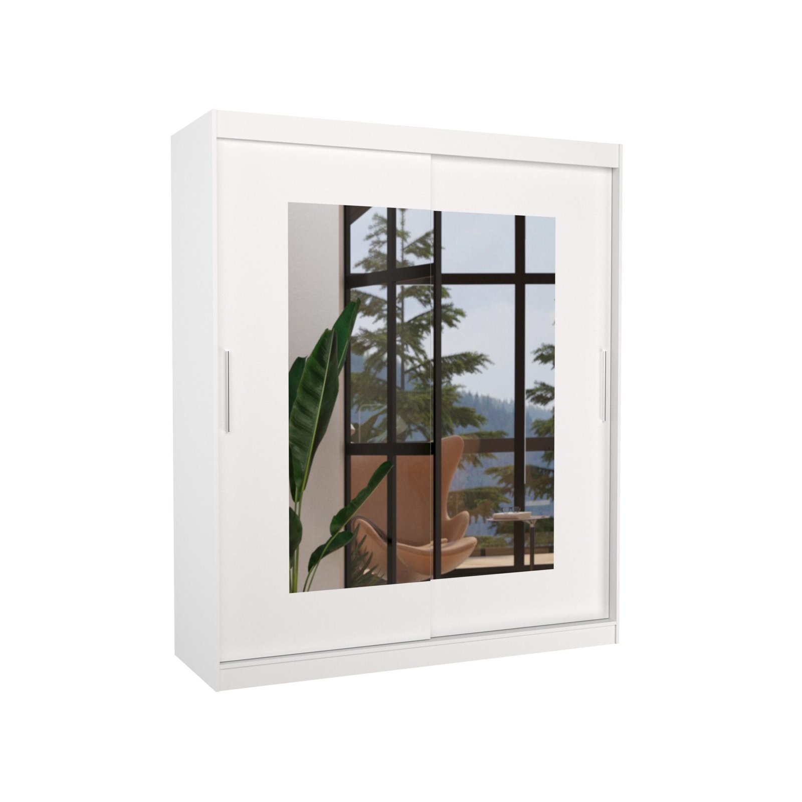 Sliding wardrobe with mirror ROSETTE 180 white ADRK
