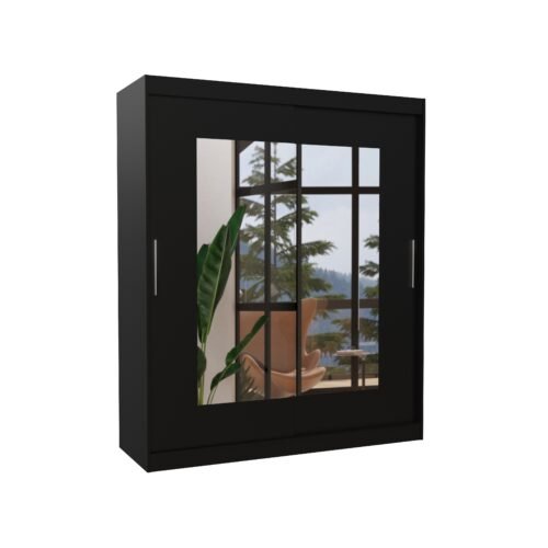 Sliding wardrobe with mirror ROSETTE 180 black ADRK