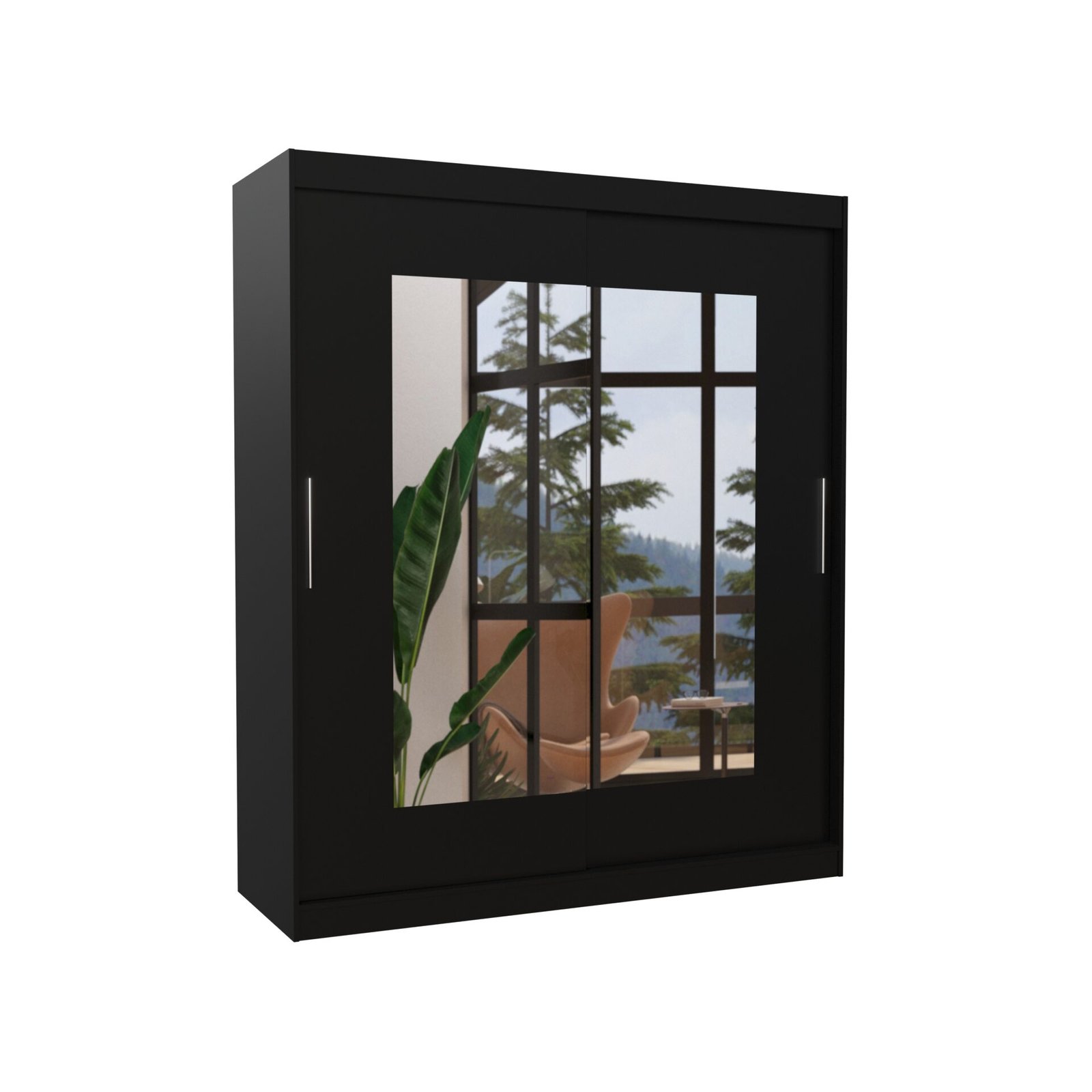 Sliding wardrobe with mirror ROSETTE 180 black ADRK