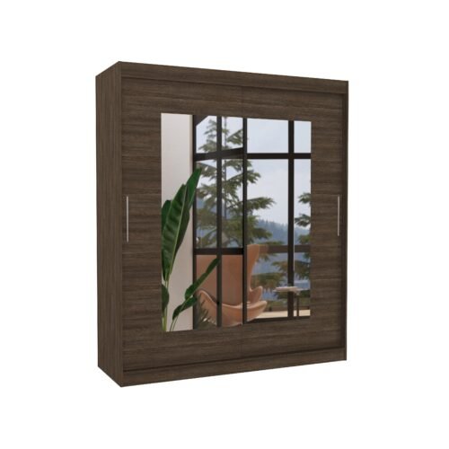 Sliding wardrobe with mirror ROSETTE 180 chocolate color ADRK