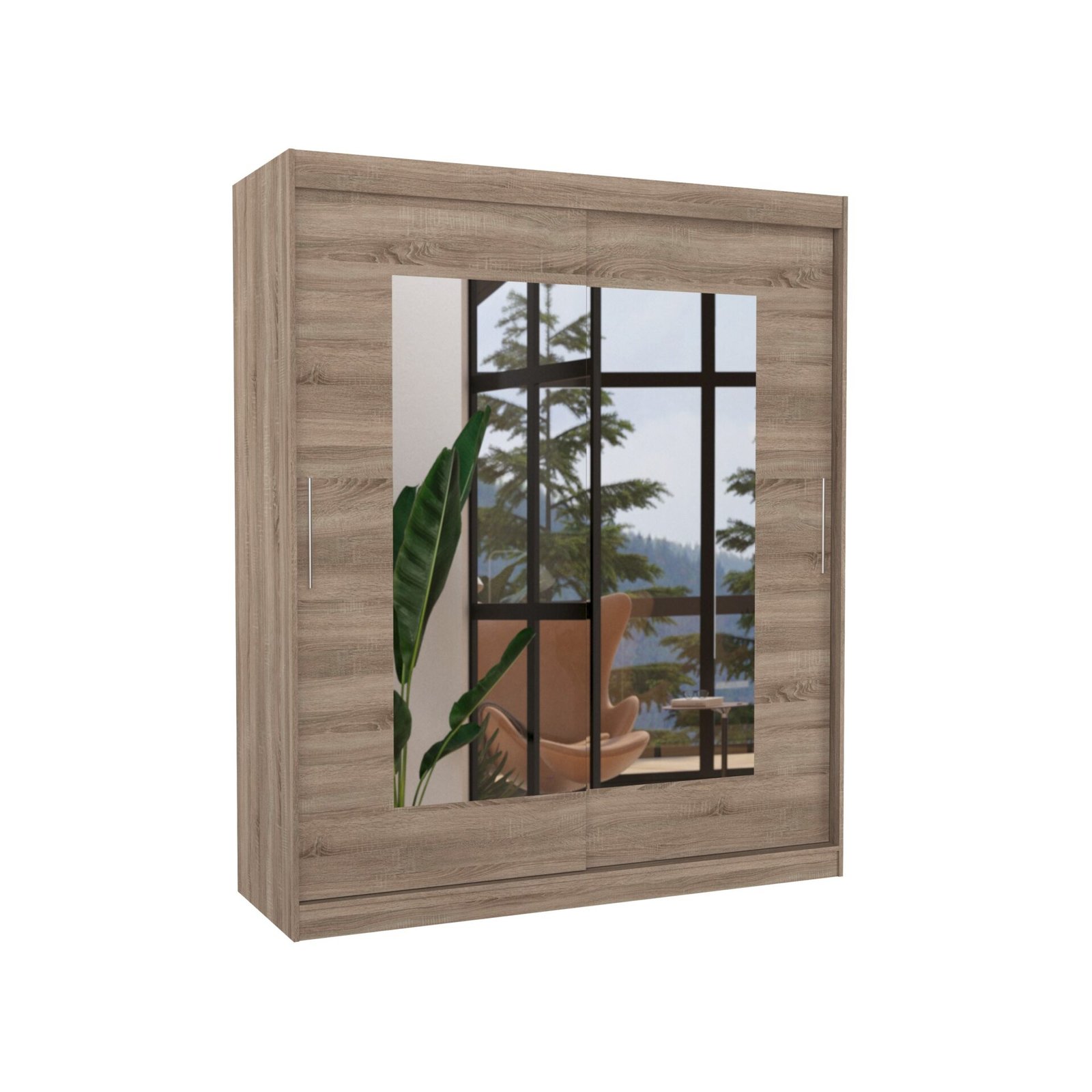 Sliding wardrobe with mirror ROSETTE 180 Truffle ADRK