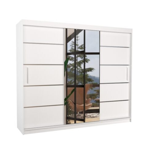 Sliding wardrobe with mirror SALTO 250 white ADRK