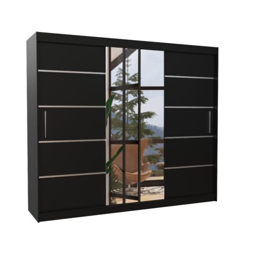 Sliding wardrobe with mirror SALTO 250 black ADRK