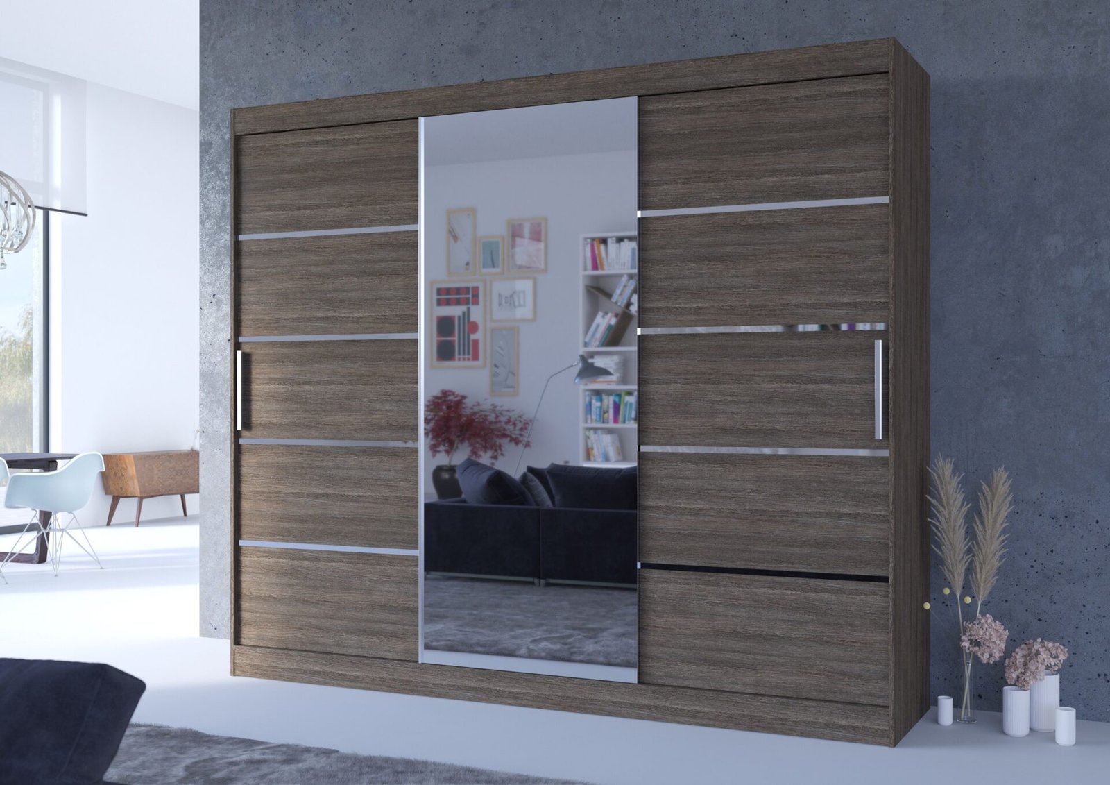 SALTO 250 chocolate color ADRK sliding wardrobe with mirror - Image 2