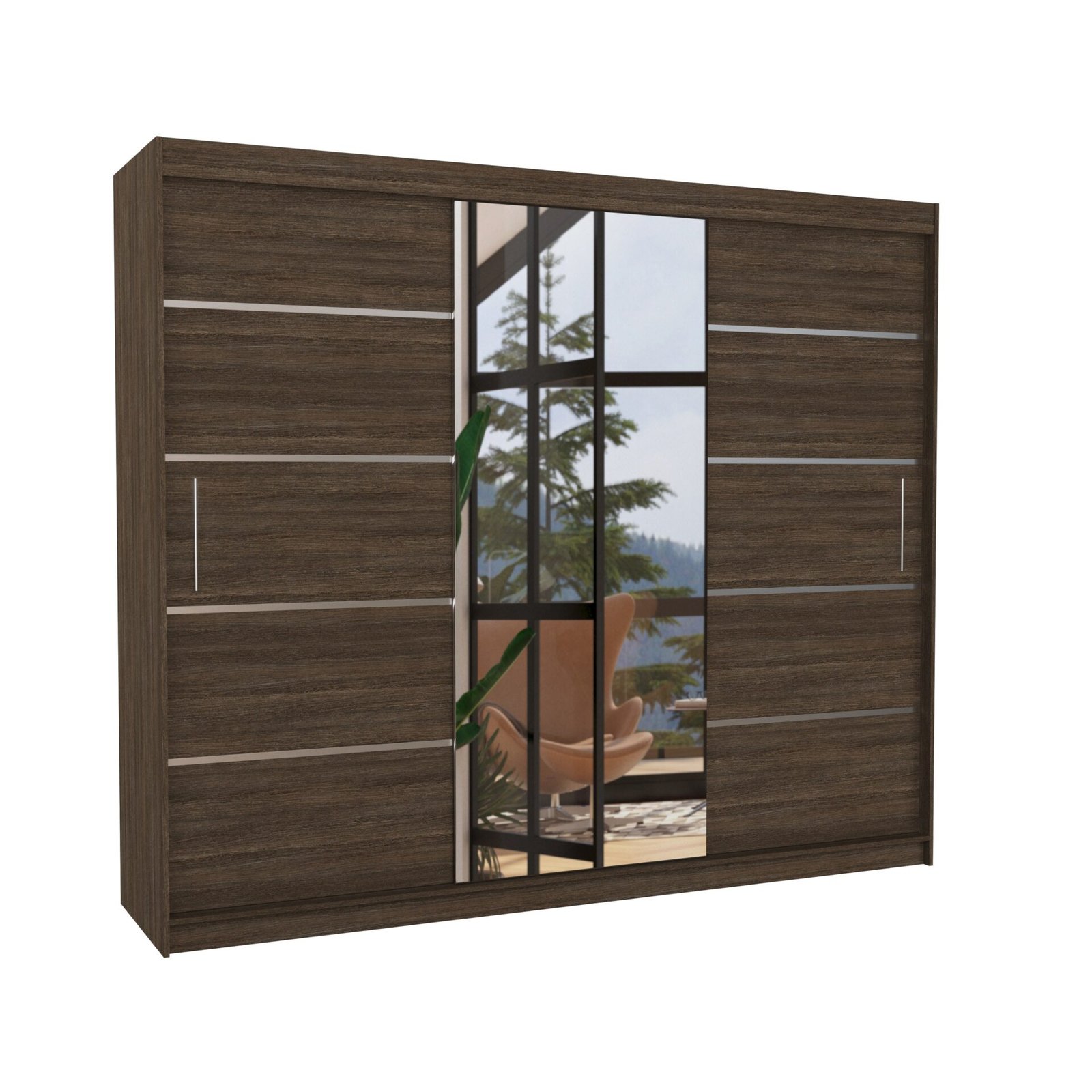 SALTO 250 chocolate color ADRK sliding wardrobe with mirror