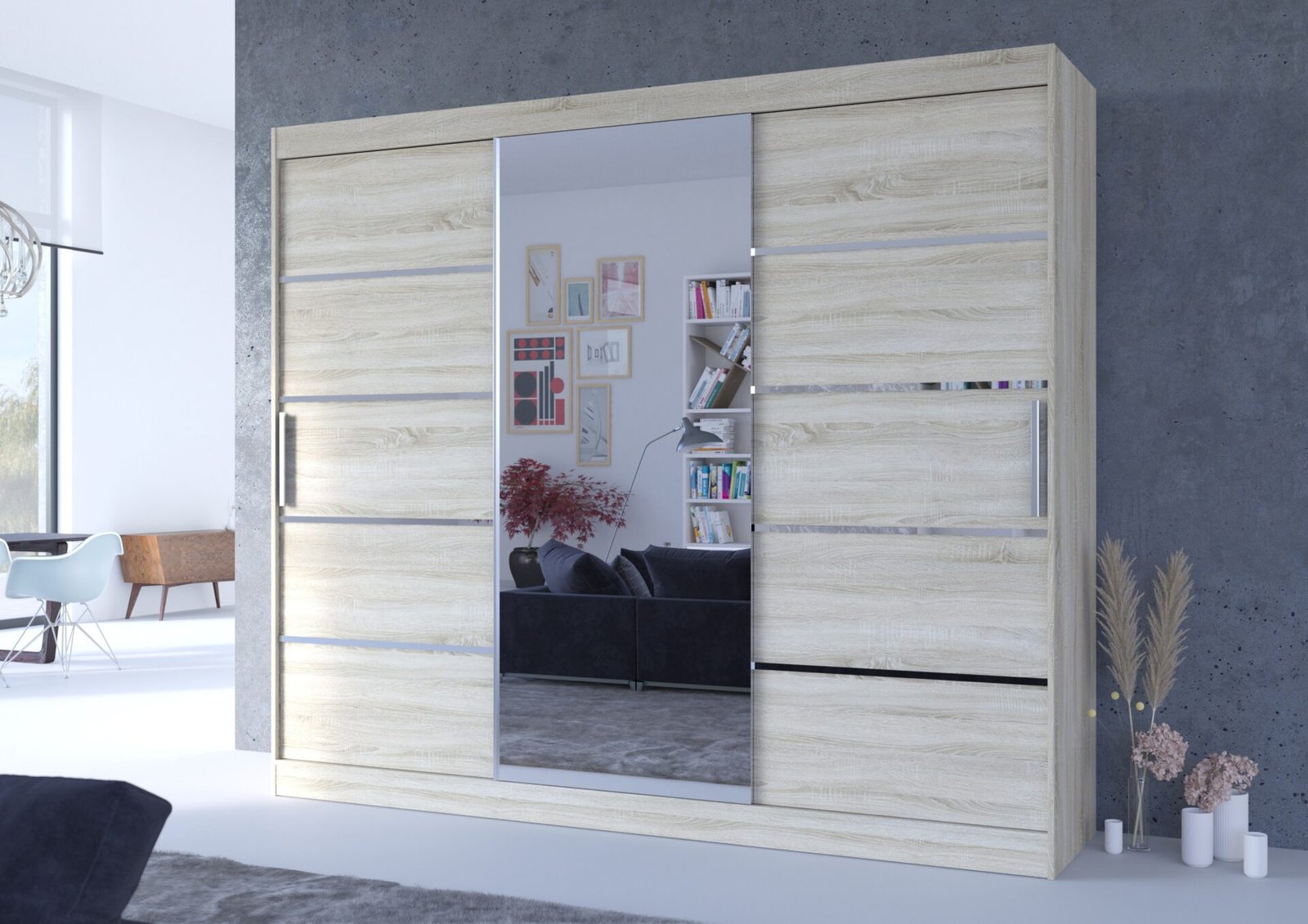 SALTO 250 Sonoma ADRK sliding wardrobe with mirror - Image 2
