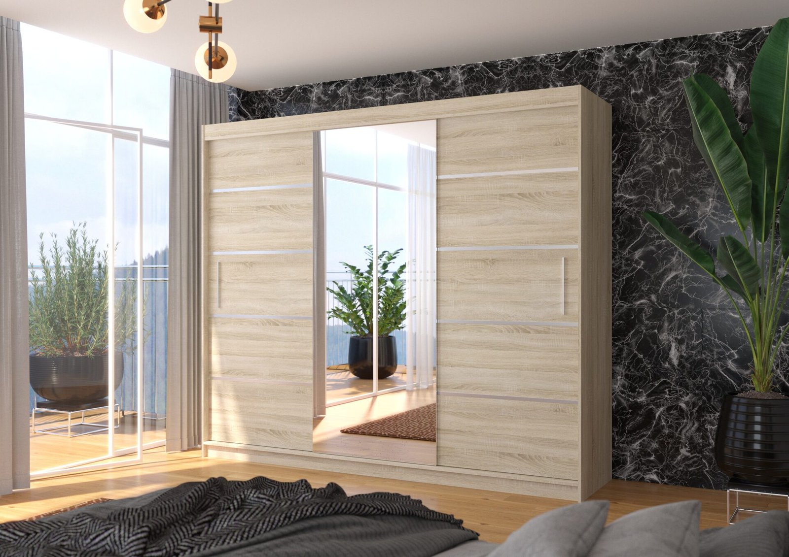 SALTO 250 Sonoma ADRK sliding wardrobe with mirror - Image 3