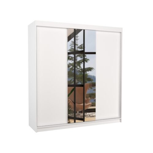 Sliding wardrobe with mirror SANTIAGO 200 white ADRK
