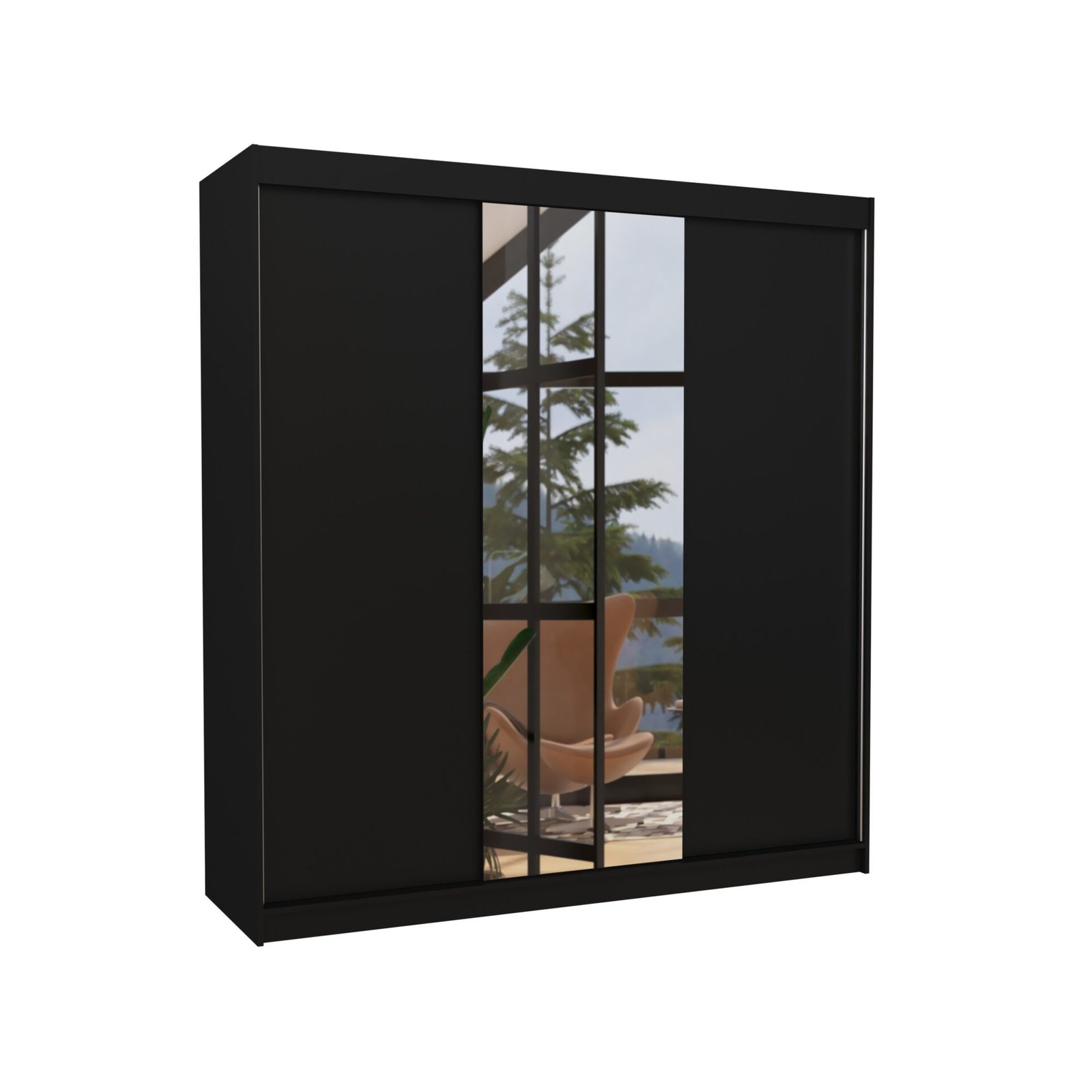 Sliding wardrobe with mirror SANTIAGO 200 black ADRK