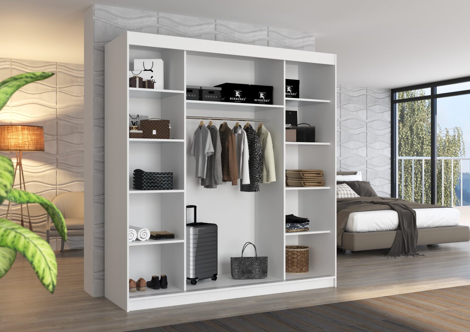 Sliding wardrobe with mirror SANTIAGO 200 black ADRK - Image 3