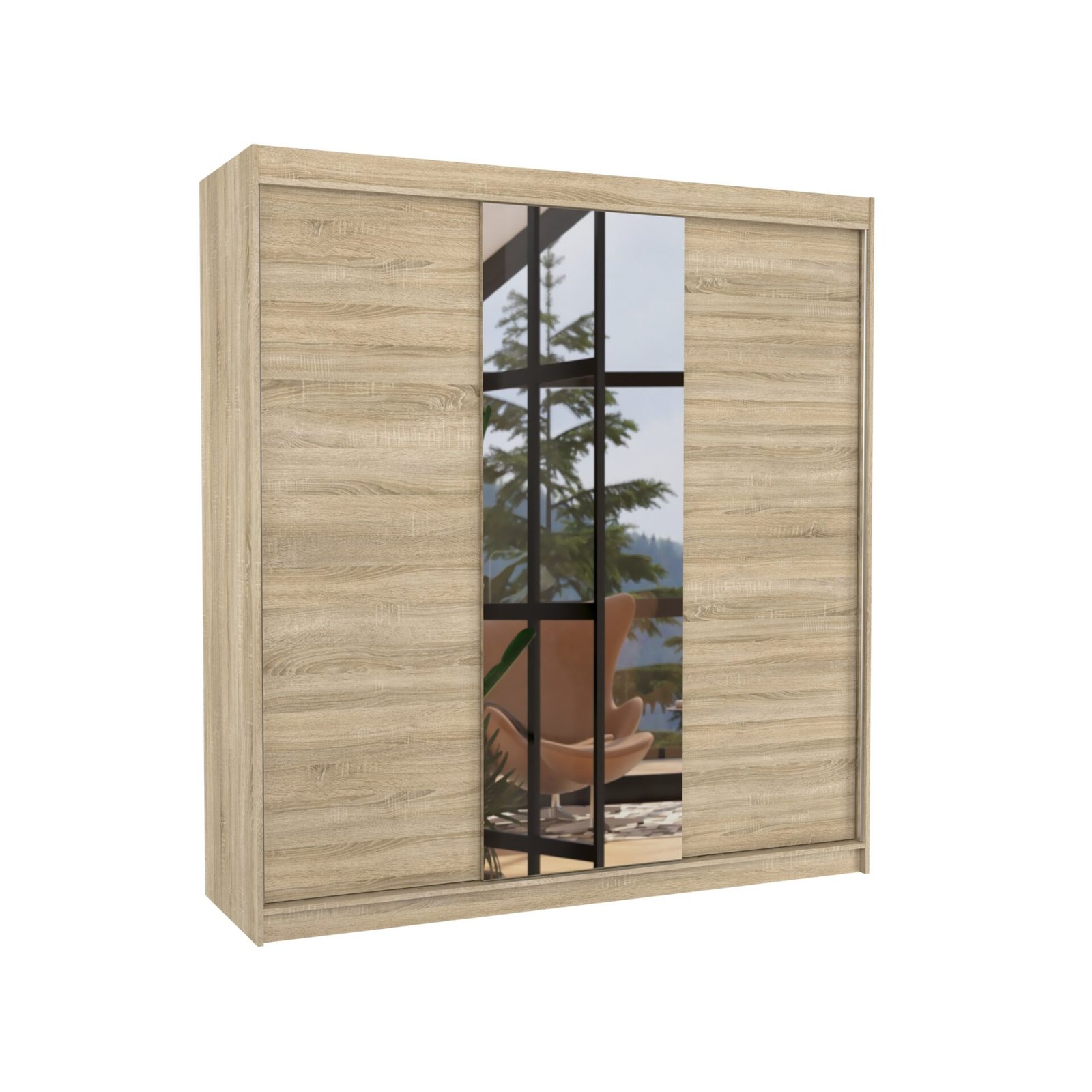Sliding wardrobe with mirror SANTIAGO 200 Sonoma ADRK